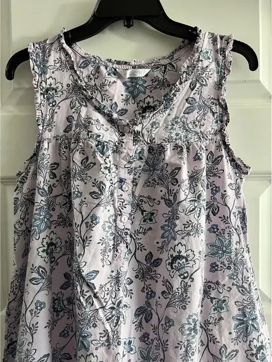 Adonna Floral 100% Cotton Cottagecore Prairie Nightgown Sz S Purple Ruffles - Picture 2 of 7
